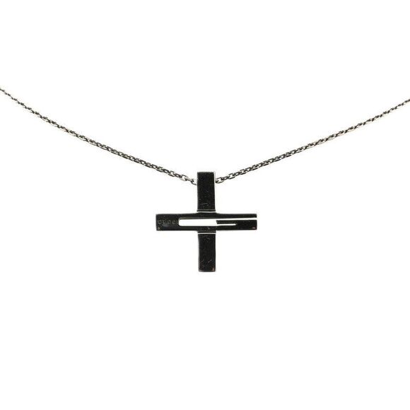 Gucci SV925 Cutout G Cross Pendant Necklace 228363 - Picture 1 of 5